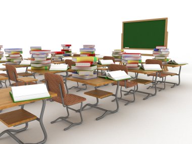 Interior of a school class. 3D image. clipart