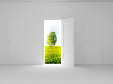 Landscape behind the open door clipart