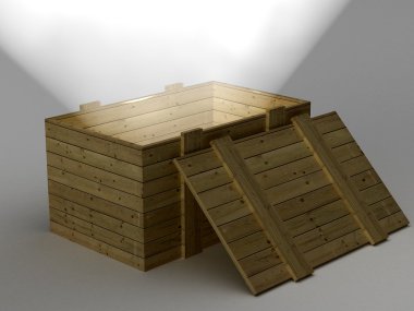 Open box with a ray of light. 3D image. clipart