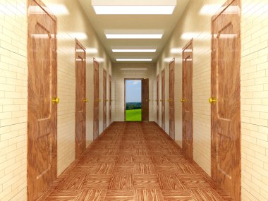 Corridor with a several of doors clipart