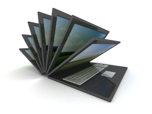 Opening laptop on a white background — Stock Photo, Image