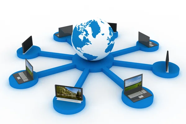 Globální síť internet. 3D obrázek. — Stock fotografie