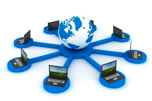 Global network the Internet. 3D image. — Stock Photo, Image