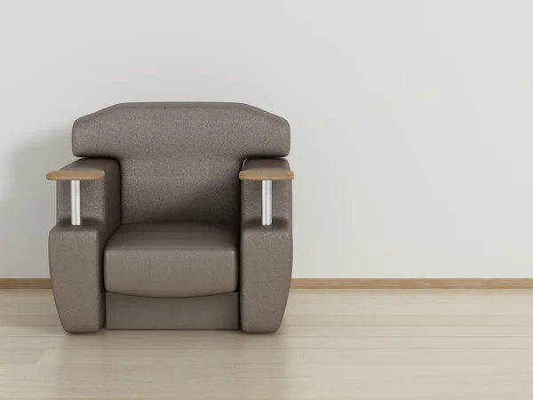 Кожаное кресло в комнате. 3D изображение . — стоковое фото