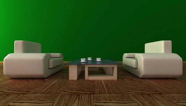 Iç bir oturma odası. 3D görüntü. — Stok fotoğraf