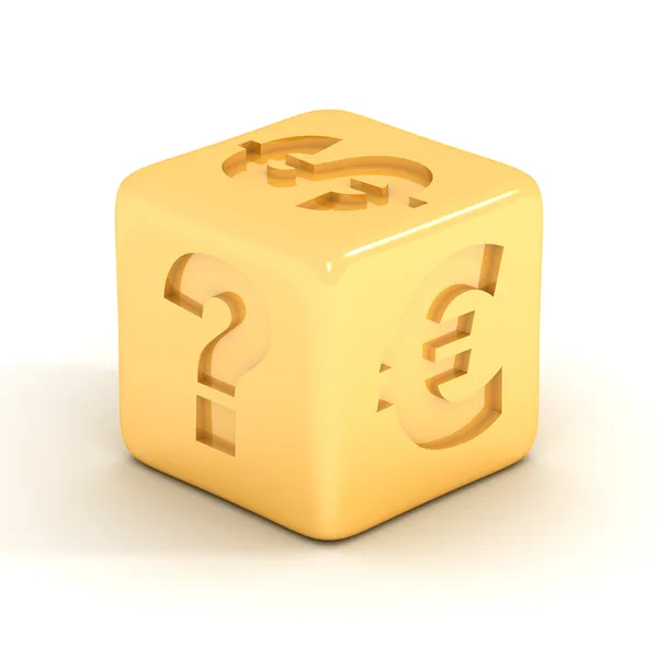 Cube with currency signs. 3D image. — Stock Photo, Image