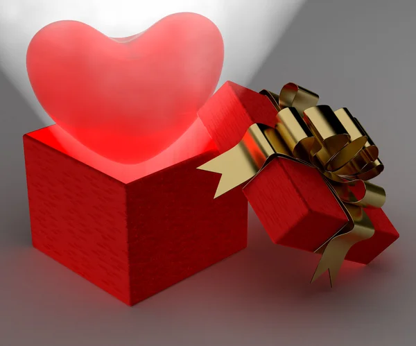 Szív, ajándék csomagolás. 3D-s kép. — Stock Fotó