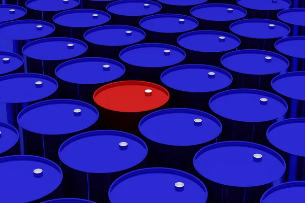 Um monte de azul escuro e uma cuba vermelha — Fotografia de Stock