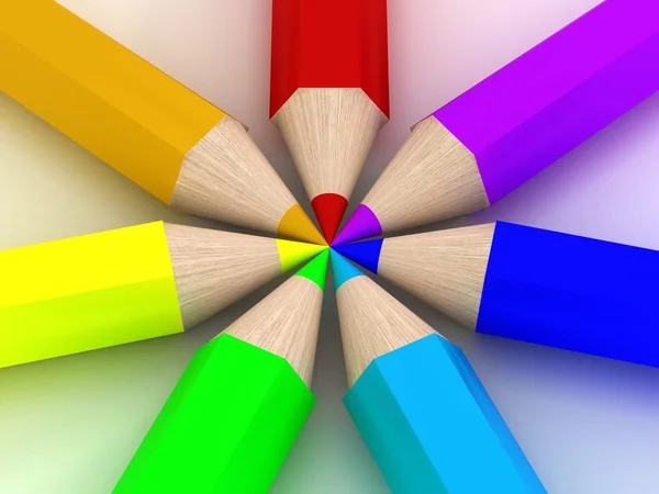 Set kleur potloden. de 3D-afbeelding. — Stockfoto
