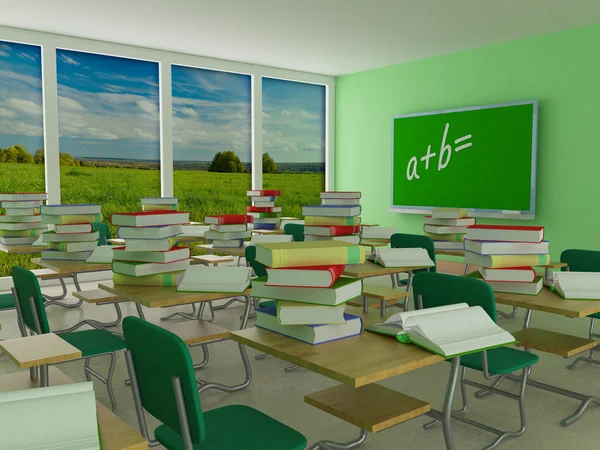 Интерьер школьного класса. 3D изображение . — стоковое фото