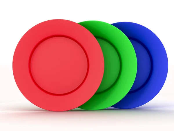 Aantal platen in de kleuren van een rgb — Stockfoto