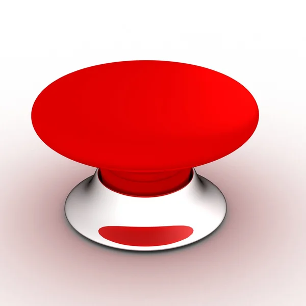 Röda knappen på vit bakgrund — Stockfoto