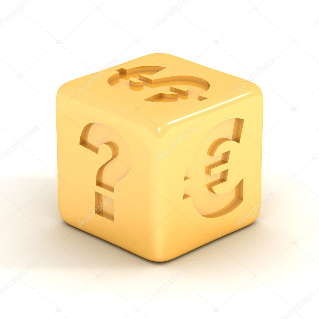 Cube with currency signs. 3D image.