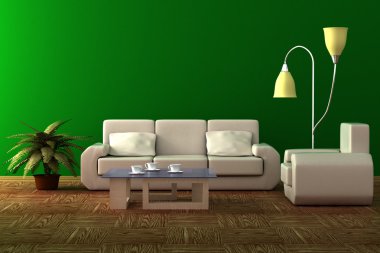 Interior of a living room. 3D image. clipart