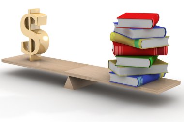 Sign dollar and the books on scales clipart