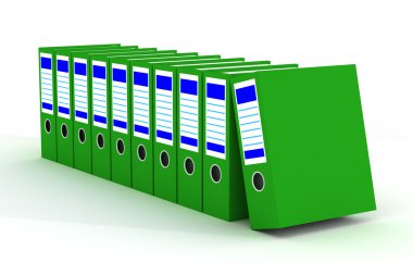 Row of green folders with documents clipart