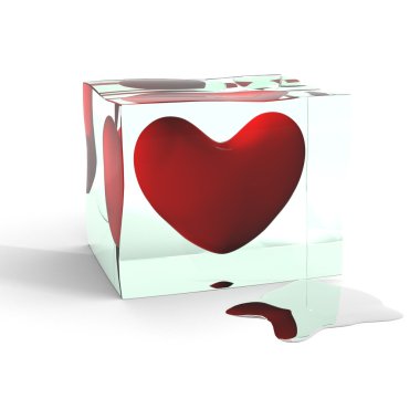 Frozen heart in a piece of an ice clipart