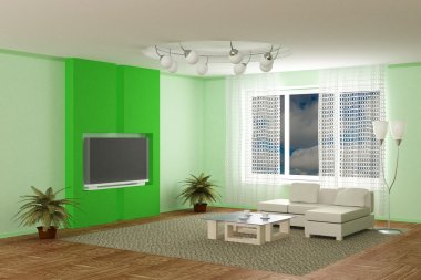 Interior of a room of rest. 3D image clipart