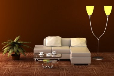 Interior of a living room. 3D image. clipart