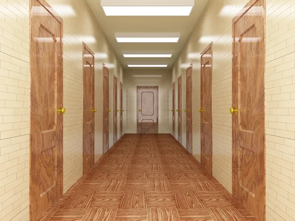 Corridor with a number of doors — Stock Photo, Image