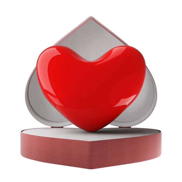 Καρδιά σε συσκευασία δώρου. 3D εικόνας. — Φωτογραφία Αρχείου