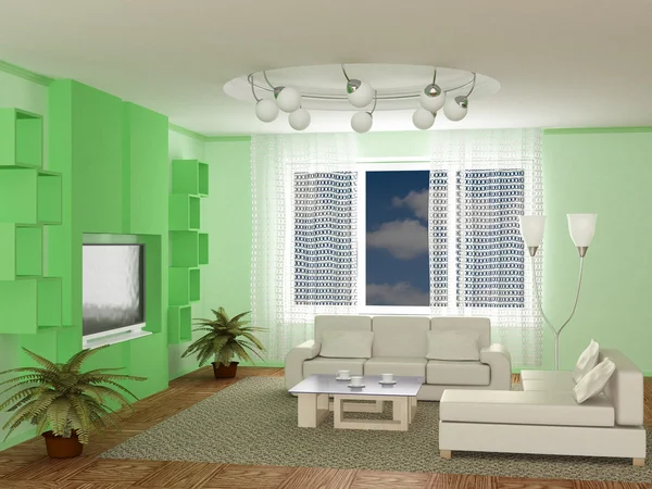 Dinlenme odası iç. 3D görüntü — Stok fotoğraf