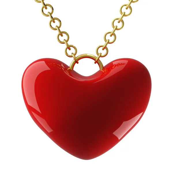 Hjärtat hänger på en krets. 3D-bild. — Stockfoto