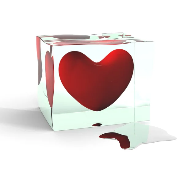 Gefrorenes Herz in einem Stück Eis — Stockfoto