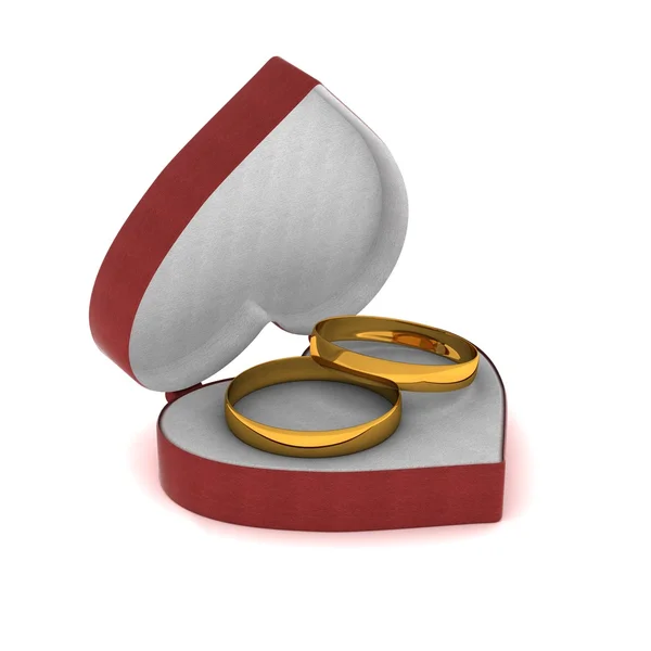 Caixa de presente com anéis de ouro — Fotografia de Stock