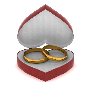 Gift box with gold rings clipart