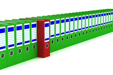 Row of accounting folders on a white clipart