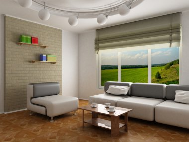 Interior of a room of rest. 3D image clipart