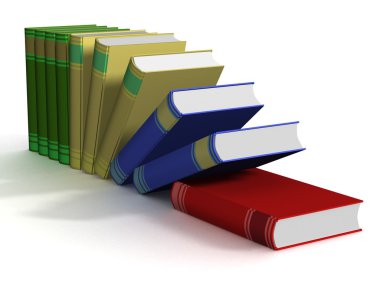 Falling books. 3D isolated image. clipart