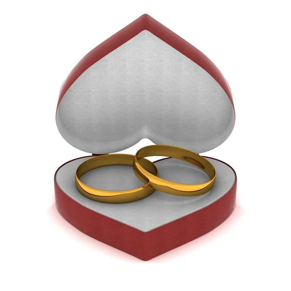 Gift box with gold rings — Stock Photo, Image
