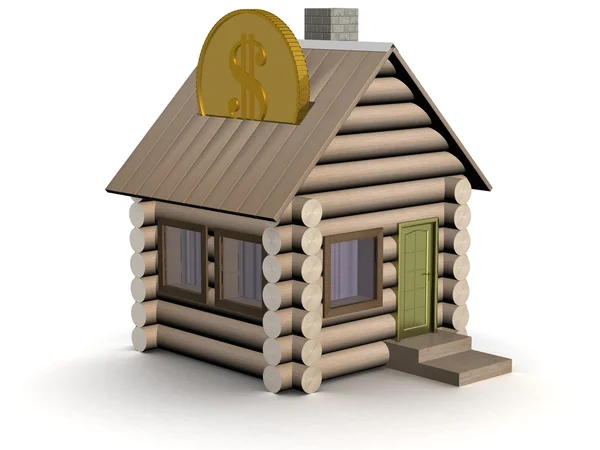 木制小房子一枚硬币盒 — 图库照片
