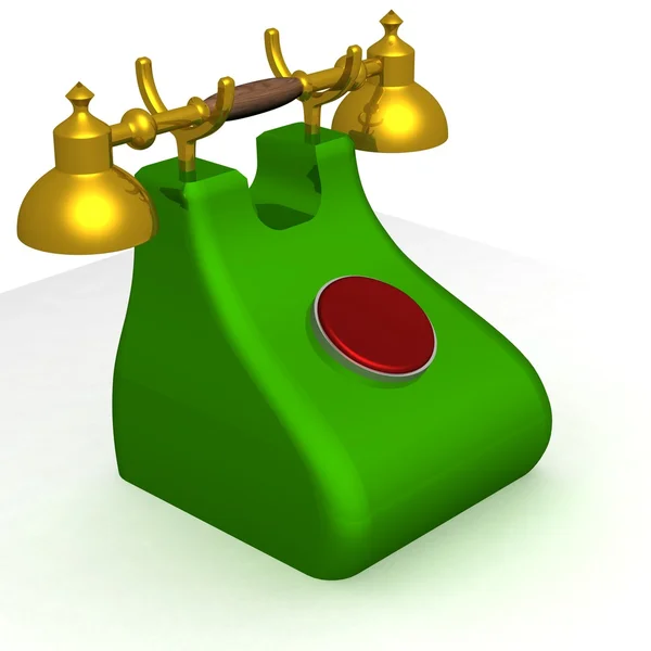Telefone verde velho com o botão vermelho — Fotografia de Stock