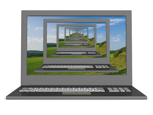 Recursieve 3d beeld van laptops — Stockfoto