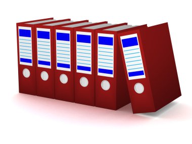 Row of red folders with documents clipart