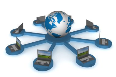 küresel ağ Internet. 3D görüntü.