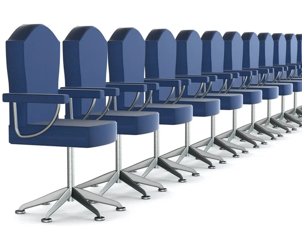 Row office armchairs on a white — Stock Photo, Image