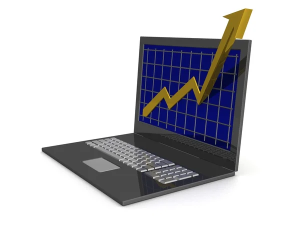 Laptopa. koncepcja rozwoju finansowego — Zdjęcie stockowe
