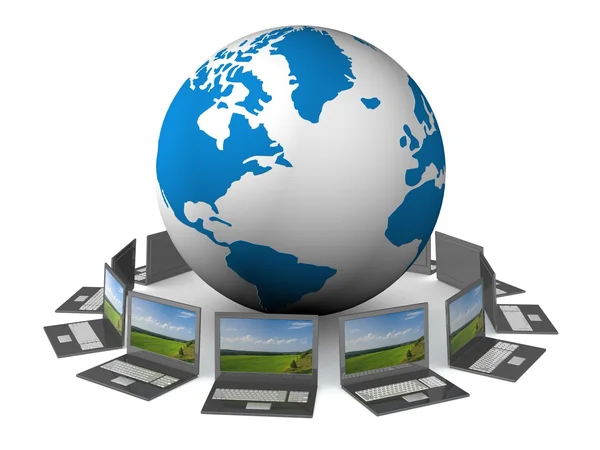 Rede global a Internet. Imagem 3D . — Fotografia de Stock