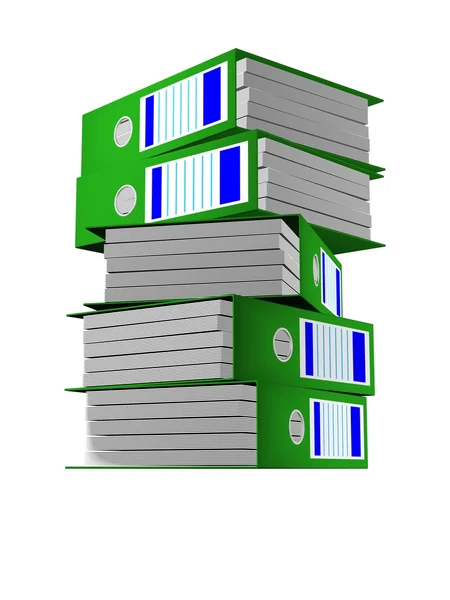 Rij van groene mappen met documenten — Stockfoto