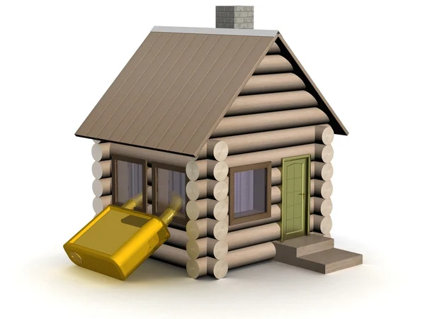 Piccola casa in legno. Il concetto di sicurezza — Foto Stock
