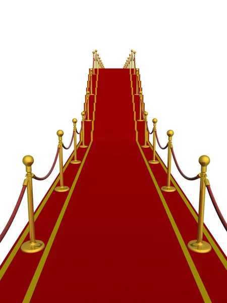 Red carpet pad op een ladder. 3D-beeld. — Stockfoto