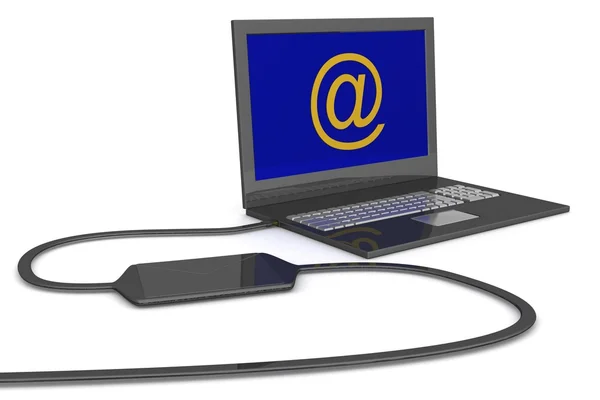 Laptop. O conceito de e-mail. Imagem 3D . — Fotografia de Stock