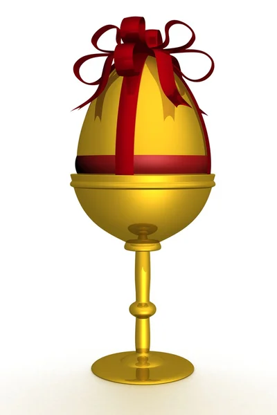 Gouden ei in verpakking. 3D-beeld — Stockfoto