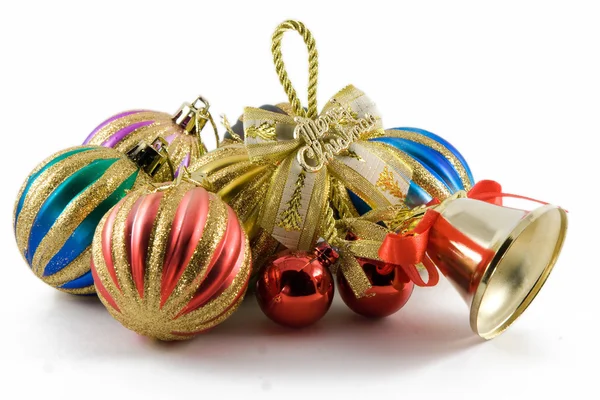 Kerstmis bollen en handbell — Stockfoto