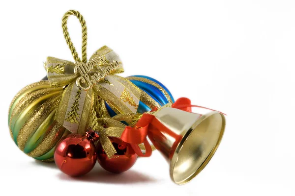 Χριστούγεννα σφαίρες και handbell — Φωτογραφία Αρχείου