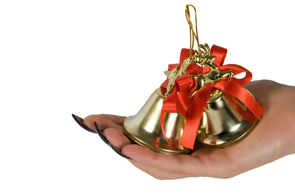 Two handbells on a palm — Stock Photo, Image